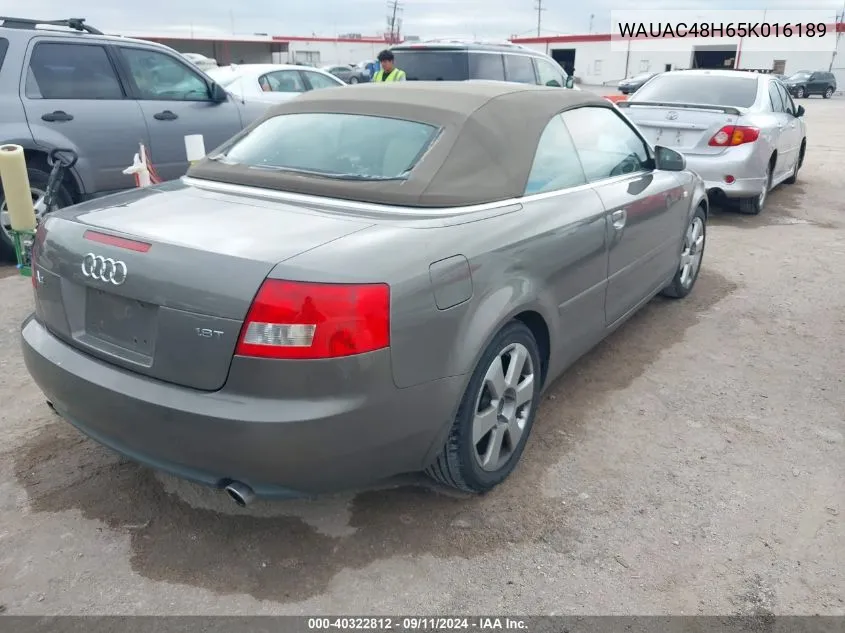 WAUAC48H65K016189 2005 Audi A4 1.8T