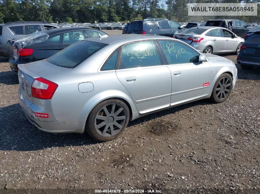 2005 Audi A4 3.0/3.0 Special Edition VIN: WAULT68E85A058945 Lot: 40341679