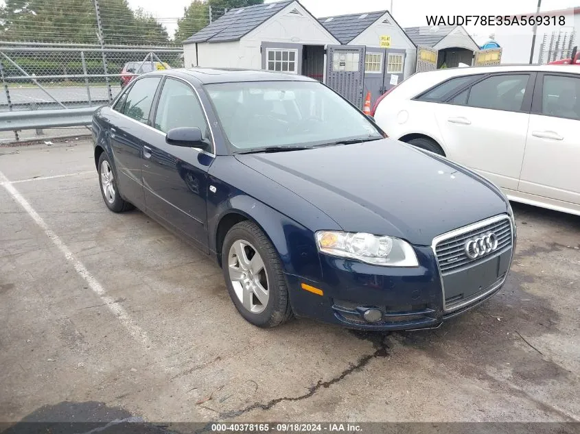 2005 Audi A4 2.0T VIN: WAUDF78E35A569318 Lot: 40378165