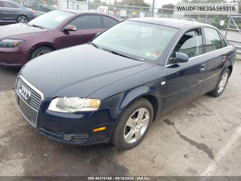 2005 Audi A4 2.0T VIN: WAUDF78E35A569318 Lot: 40378165