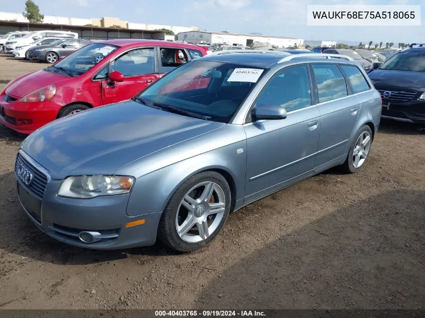 2005 Audi A4 2.0T Avant VIN: WAUKF68E75A518065 Lot: 40403765