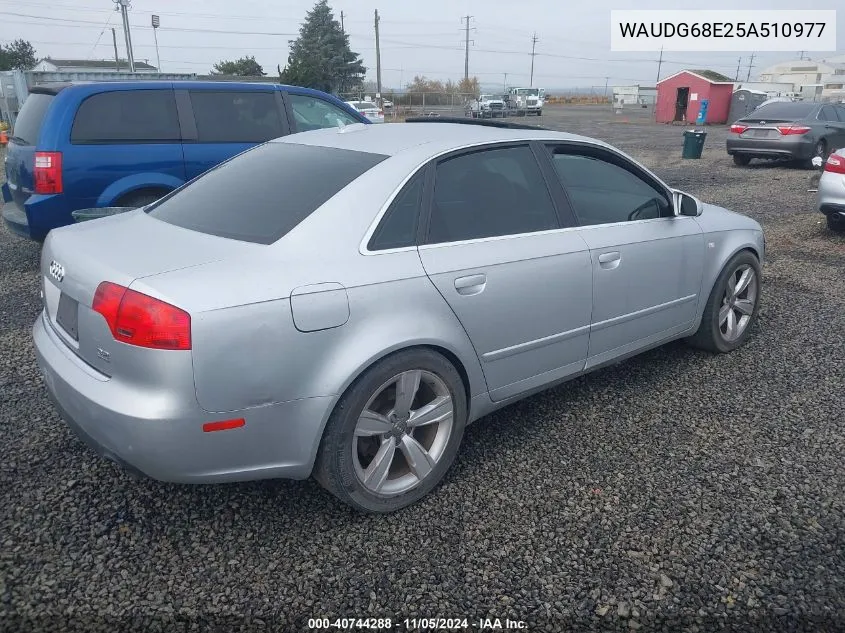 2005 Audi A4 3.2 VIN: WAUDG68E25A510977 Lot: 40744288