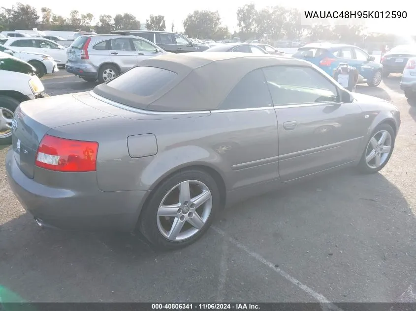 2005 Audi A4 1.8T VIN: WAUAC48H95K012590 Lot: 40806341