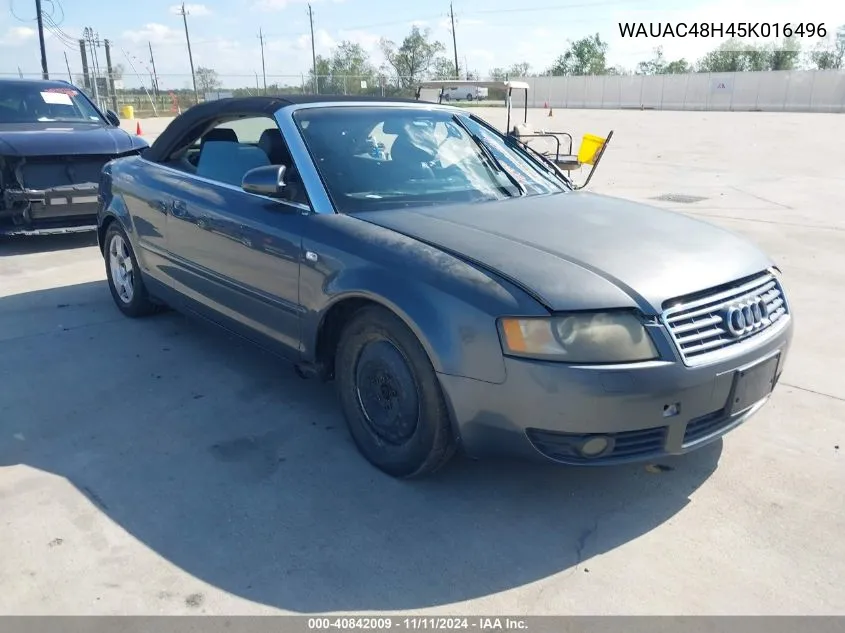 2005 Audi A4 1.8T VIN: WAUAC48H45K016496 Lot: 40842009