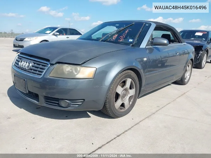 2005 Audi A4 1.8T VIN: WAUAC48H45K016496 Lot: 40842009