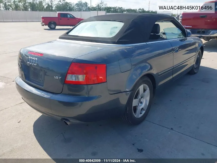 2005 Audi A4 1.8T VIN: WAUAC48H45K016496 Lot: 40842009