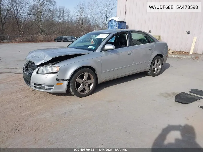 2005 Audi A4 2.0T VIN: WAUDF68E15A473598 Lot: 40870468