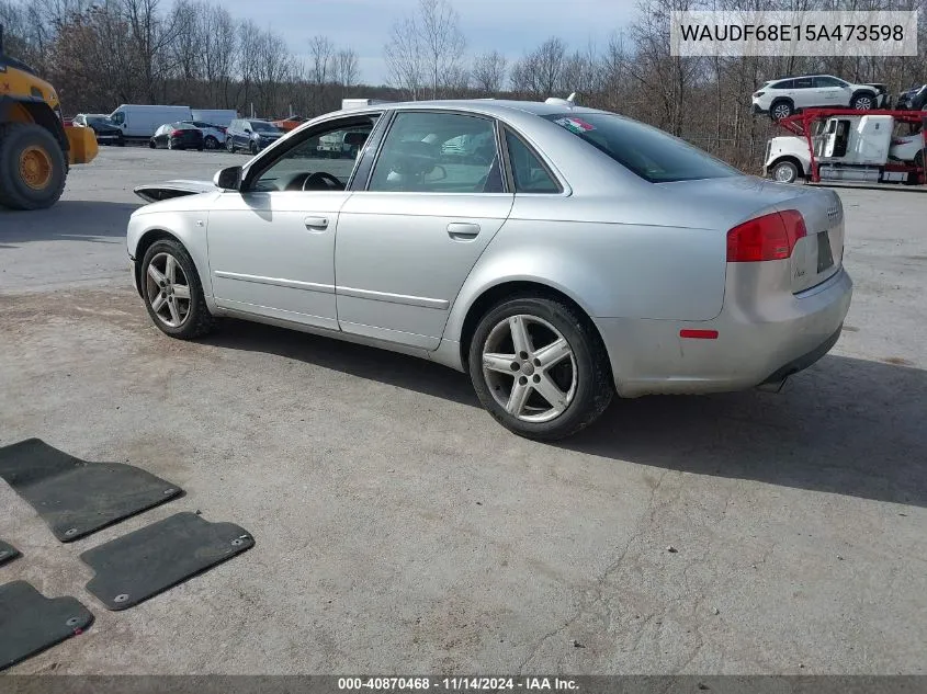 2005 Audi A4 2.0T VIN: WAUDF68E15A473598 Lot: 40870468