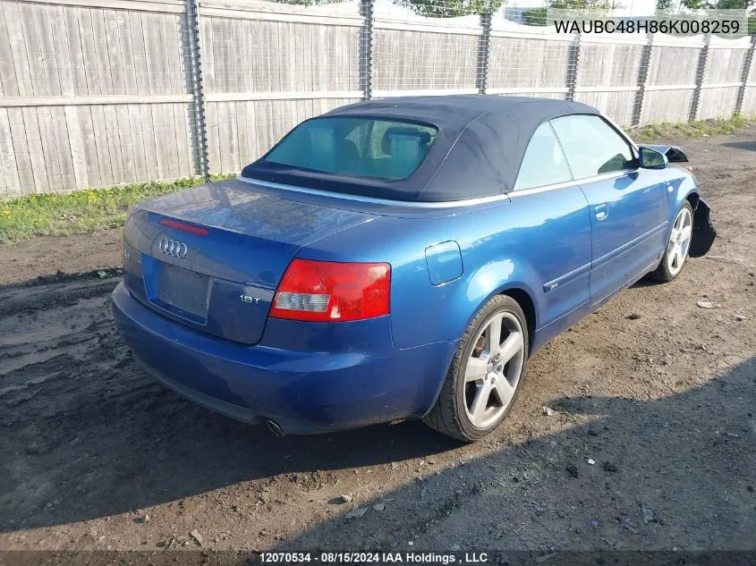 WAUBC48H86K008259 2006 Audi A4 S-Line 1.8 Turbo