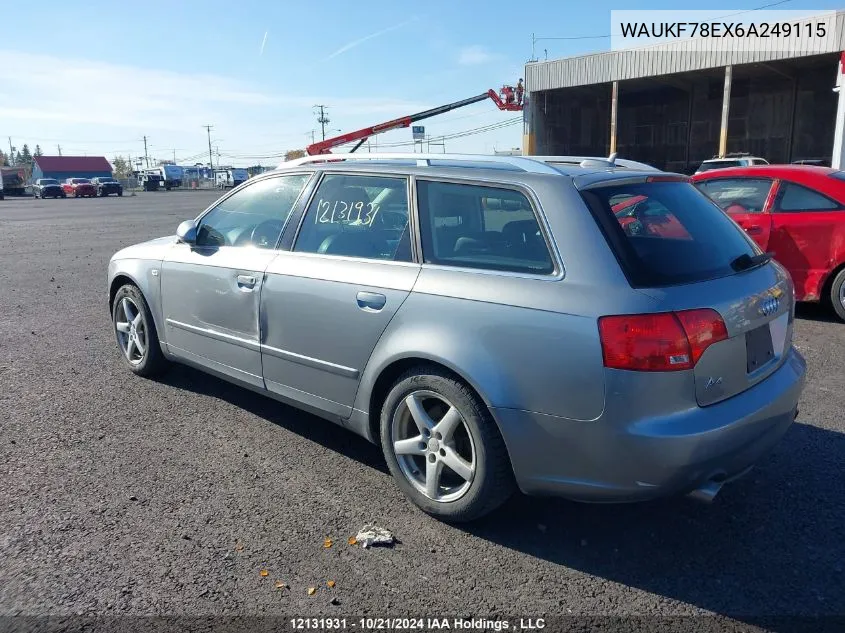 2006 Audi A4 2.0T Avant Quattro VIN: WAUKF78EX6A249115 Lot: 12131931