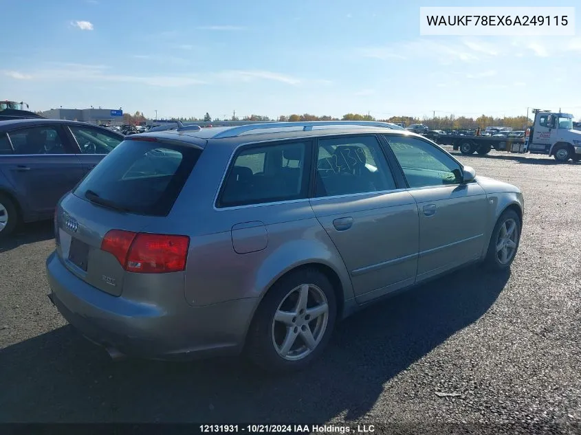 2006 Audi A4 2.0T Avant Quattro VIN: WAUKF78EX6A249115 Lot: 12131931