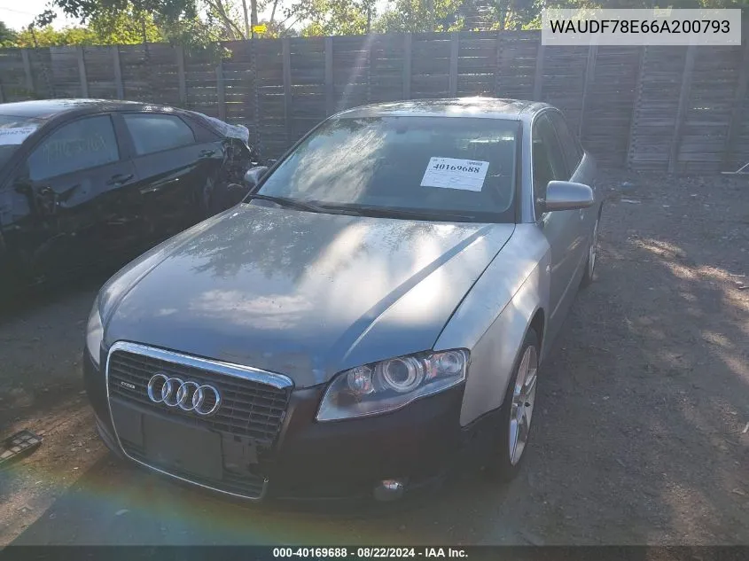 2006 Audi A4 2.0T VIN: WAUDF78E66A200793 Lot: 40169688