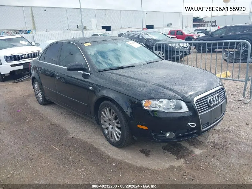 2006 Audi A4 2.0T VIN: WAUAF78E96A155920 Lot: 40232230