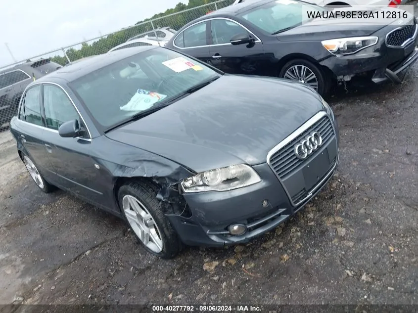 2006 Audi A4 2.0T VIN: WAUAF98E36A112816 Lot: 40277792