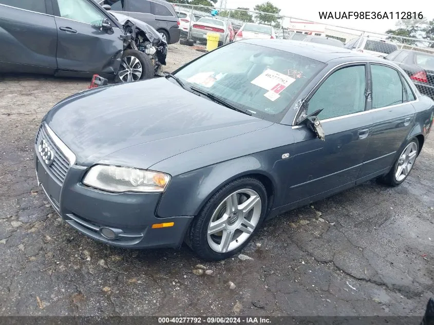 2006 Audi A4 2.0T VIN: WAUAF98E36A112816 Lot: 40277792