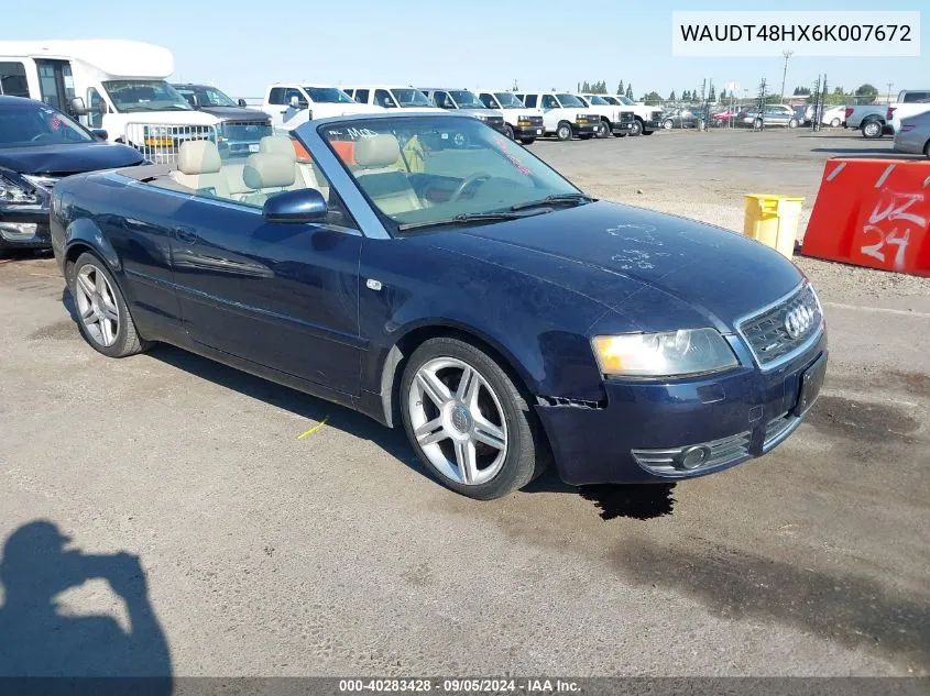 2006 Audi A4 3.0 VIN: WAUDT48HX6K007672 Lot: 40283428