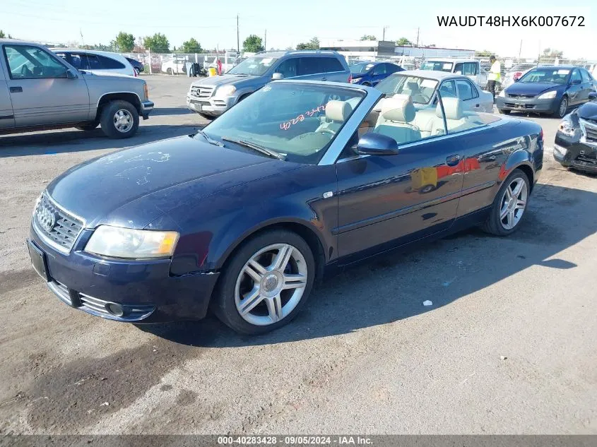 2006 Audi A4 3.0 VIN: WAUDT48HX6K007672 Lot: 40283428