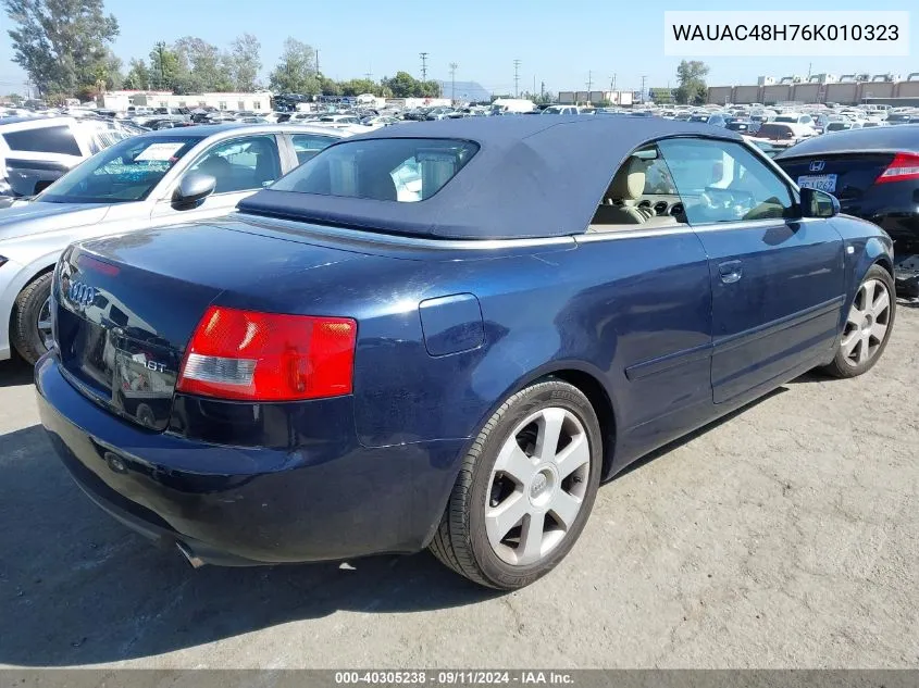 2006 Audi A4 1.8T VIN: WAUAC48H76K010323 Lot: 40305238