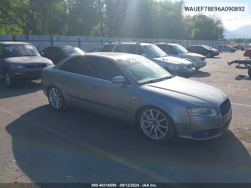 2006 Audi A4 2.0T VIN: WAUEF78E96A090892 Lot: 40316590