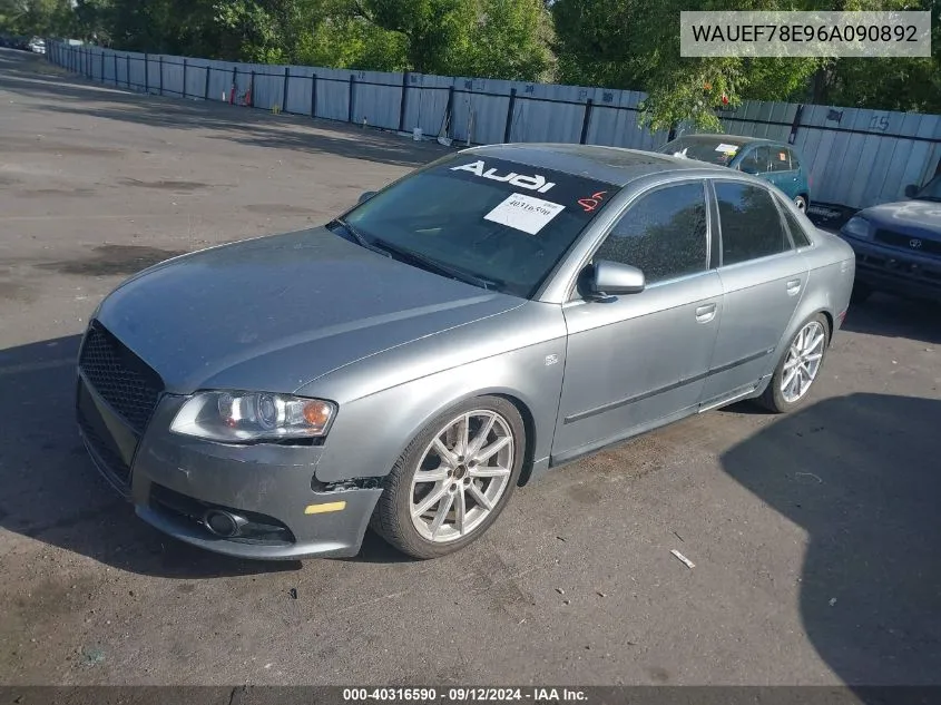 2006 Audi A4 2.0T VIN: WAUEF78E96A090892 Lot: 40316590