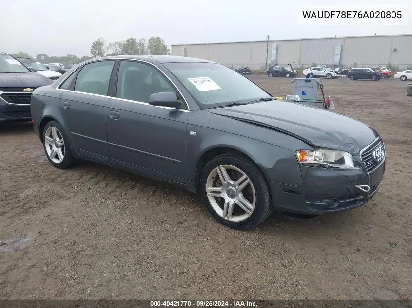 WAUDF78E76A020805 2006 Audi A4 2.0T