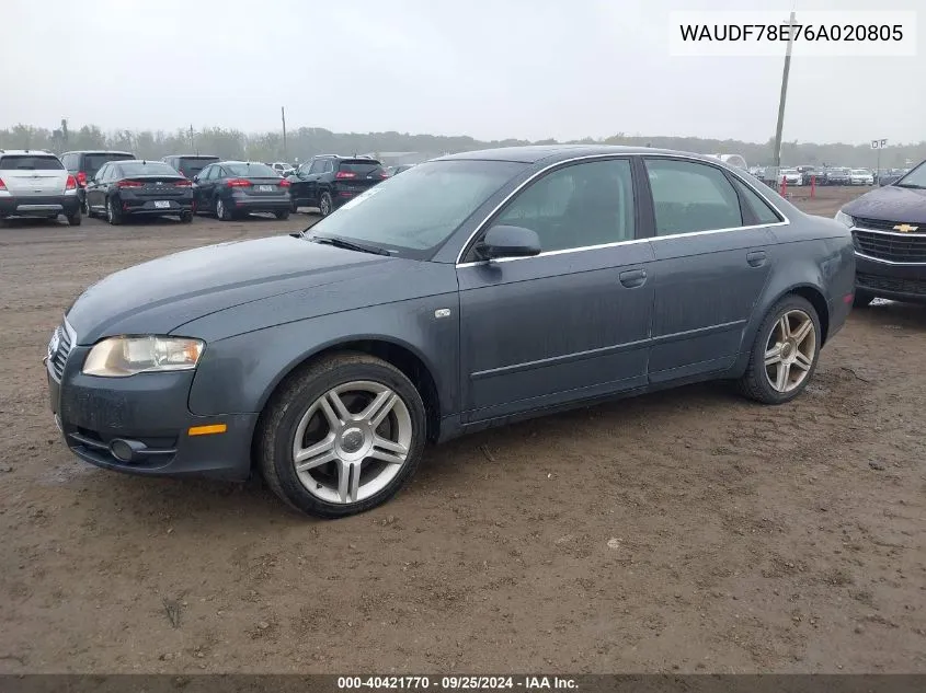 WAUDF78E76A020805 2006 Audi A4 2.0T