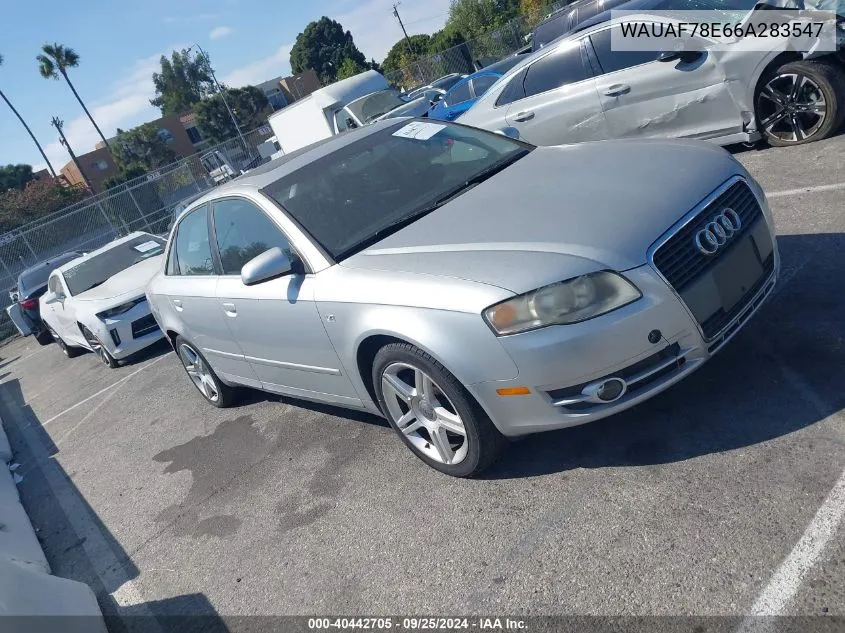 2006 Audi A4 2.0T VIN: WAUAF78E66A283547 Lot: 40442705