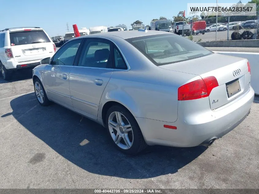 WAUAF78E66A283547 2006 Audi A4 2.0T