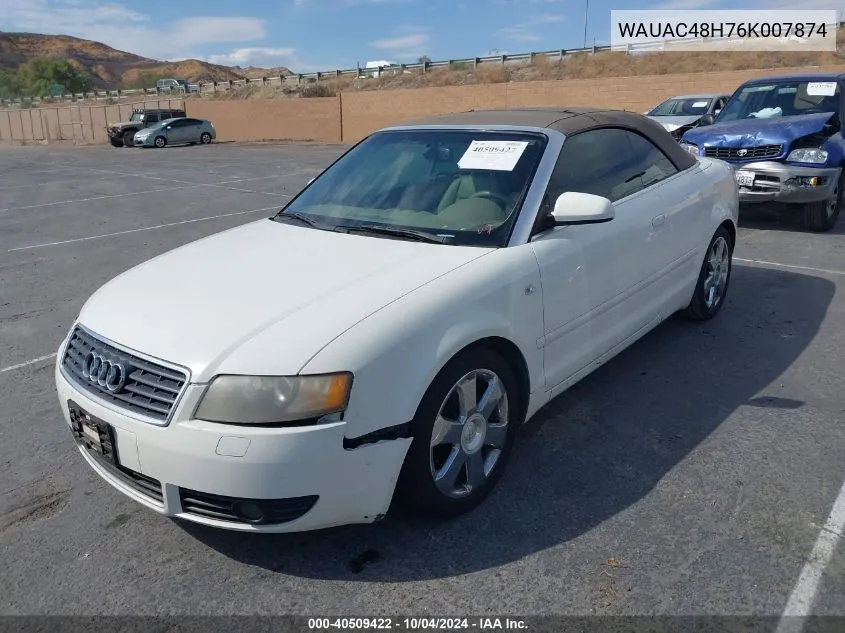 2006 Audi A4 1.8T VIN: WAUAC48H76K007874 Lot: 40509422