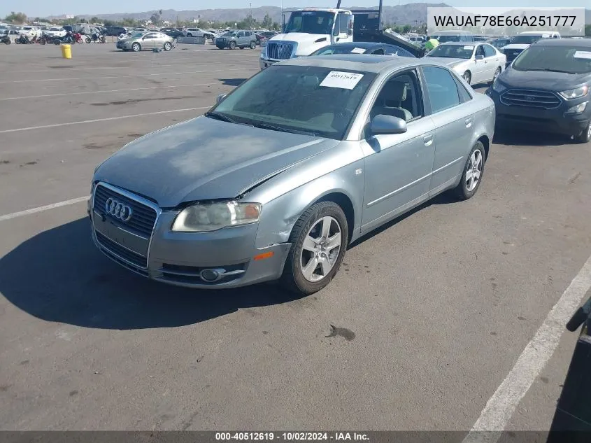 WAUAF78E66A251777 2006 Audi A4 2.0T