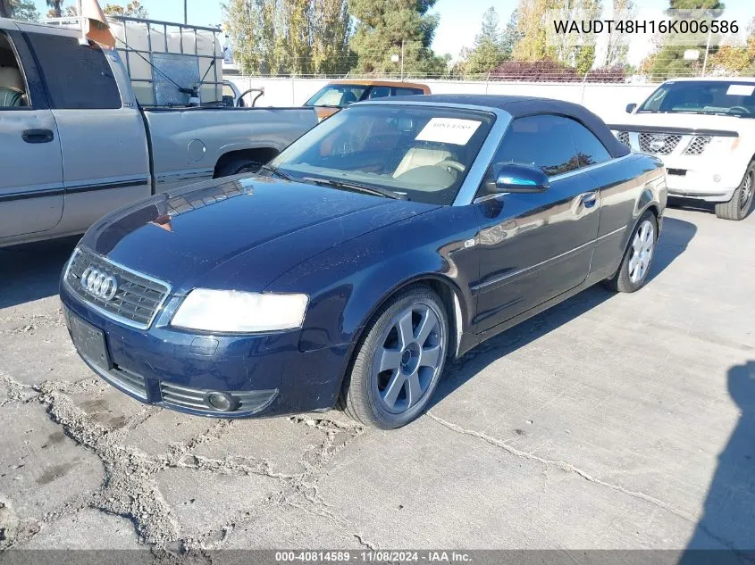 2006 Audi A4 3.0 VIN: WAUDT48H16K006586 Lot: 40814589