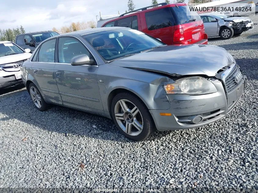 2006 Audi A4 2.0T VIN: WAUDF78E36A148264 Lot: 40842402