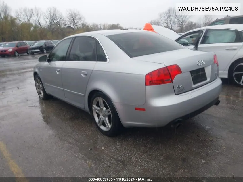 2006 Audi A4 3.2 VIN: WAUDH78E96A192408 Lot: 40859785