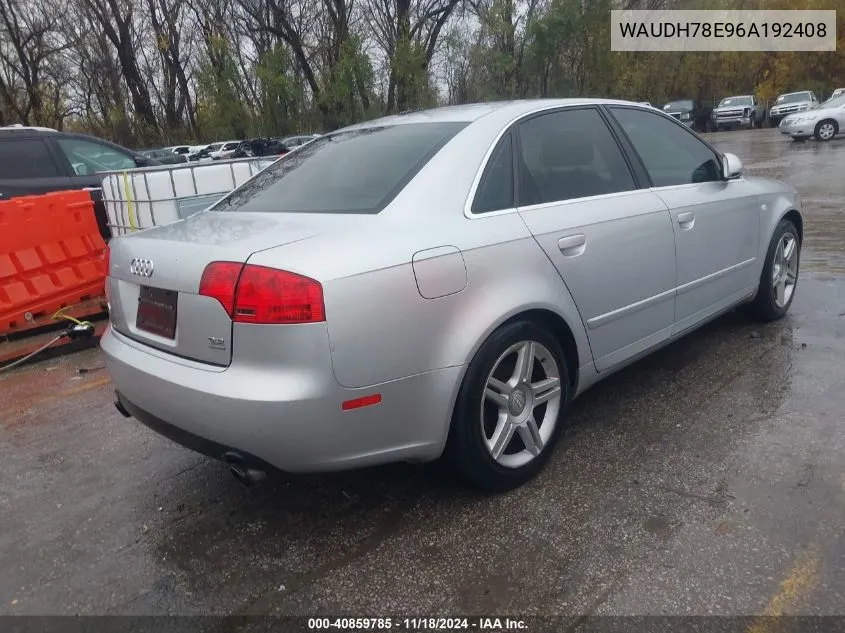 2006 Audi A4 3.2 VIN: WAUDH78E96A192408 Lot: 40859785