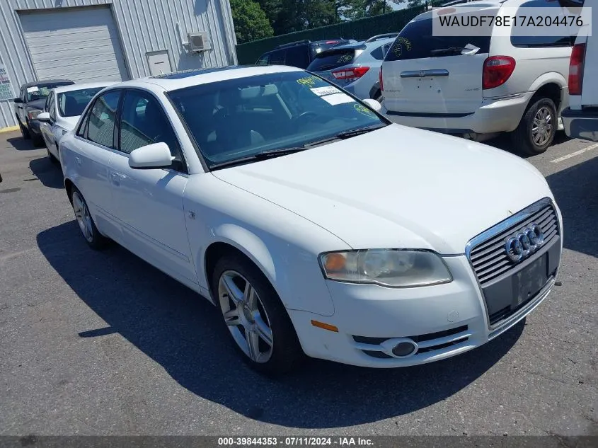 2007 Audi A4 2.0T VIN: WAUDF78E17A204476 Lot: 39844353