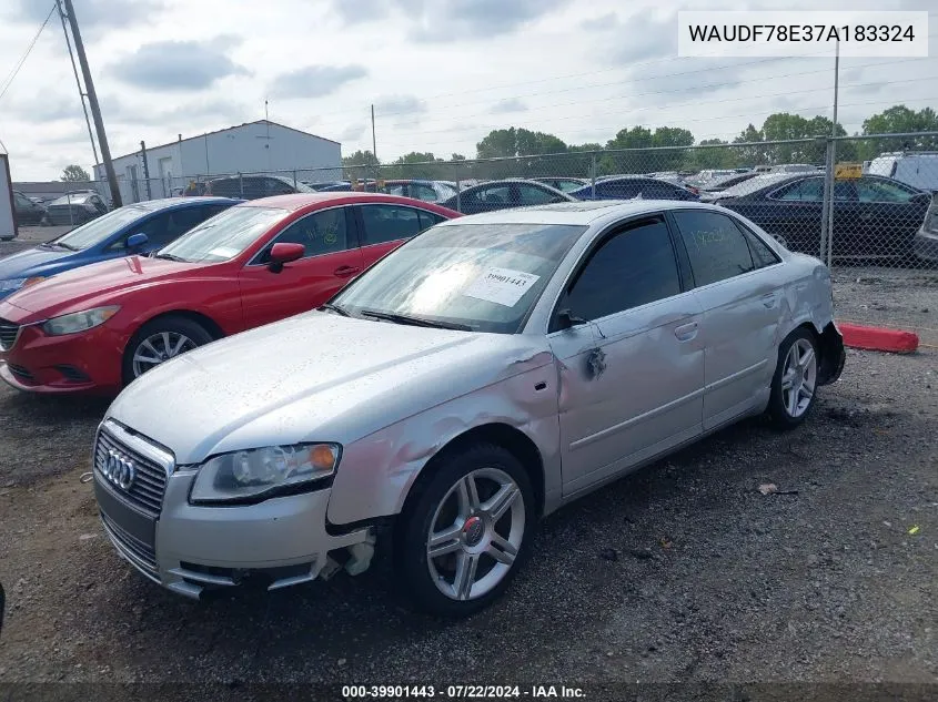 2007 Audi A4 2.0T VIN: WAUDF78E37A183324 Lot: 39901443