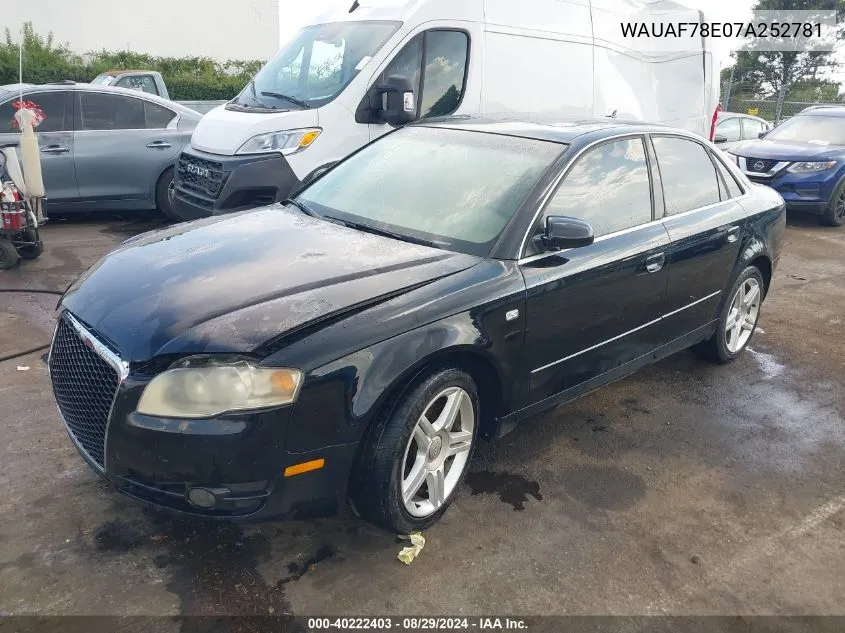 WAUAF78E07A252781 2007 Audi A4 2.0T