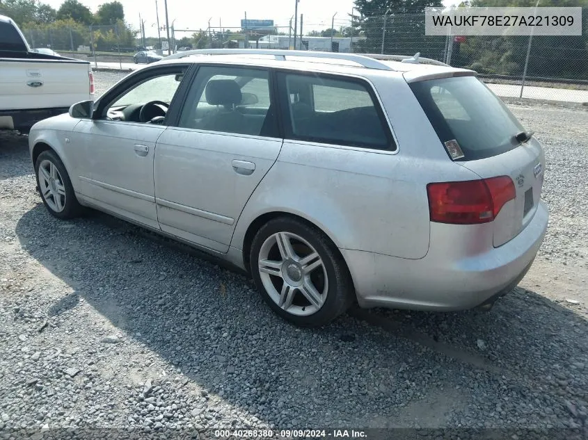 2007 Audi A4 2.0T Avant VIN: WAUKF78E27A221309 Lot: 40268380