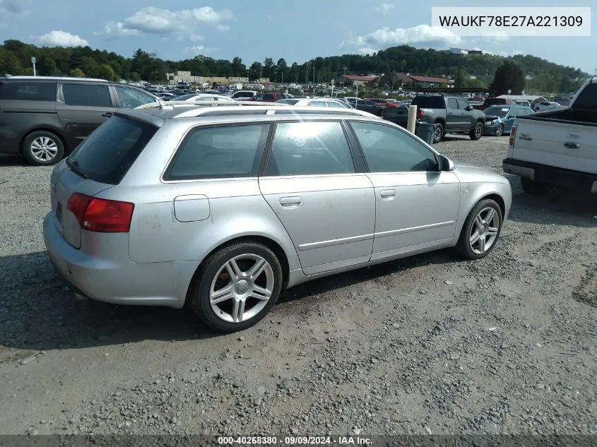 2007 Audi A4 2.0T Avant VIN: WAUKF78E27A221309 Lot: 40268380