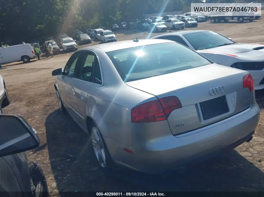 WAUDF78E87A046783 2007 Audi A4 2.0T