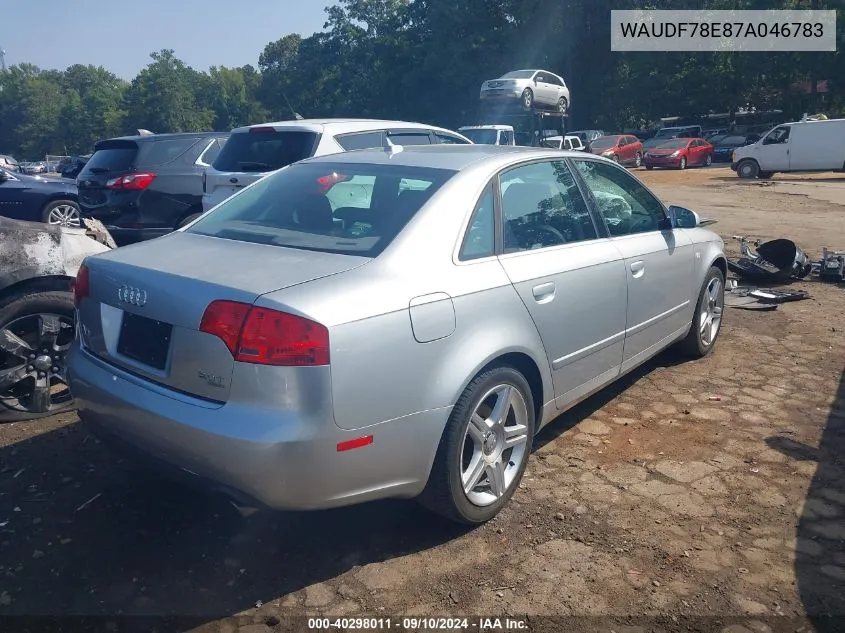 WAUDF78E87A046783 2007 Audi A4 2.0T