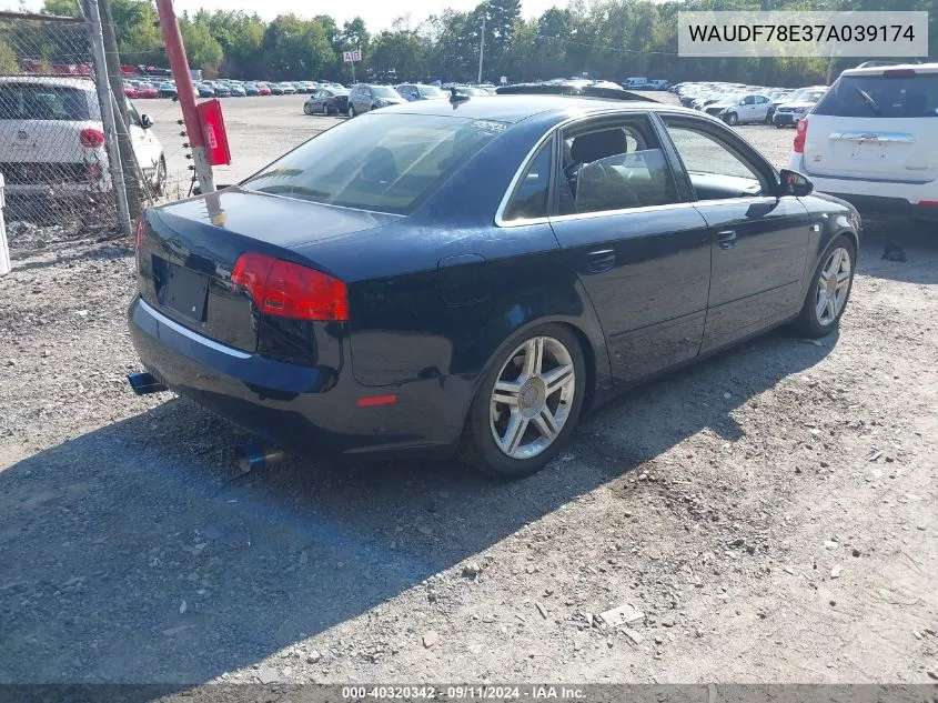 WAUDF78E37A039174 2007 Audi A4 2.0T