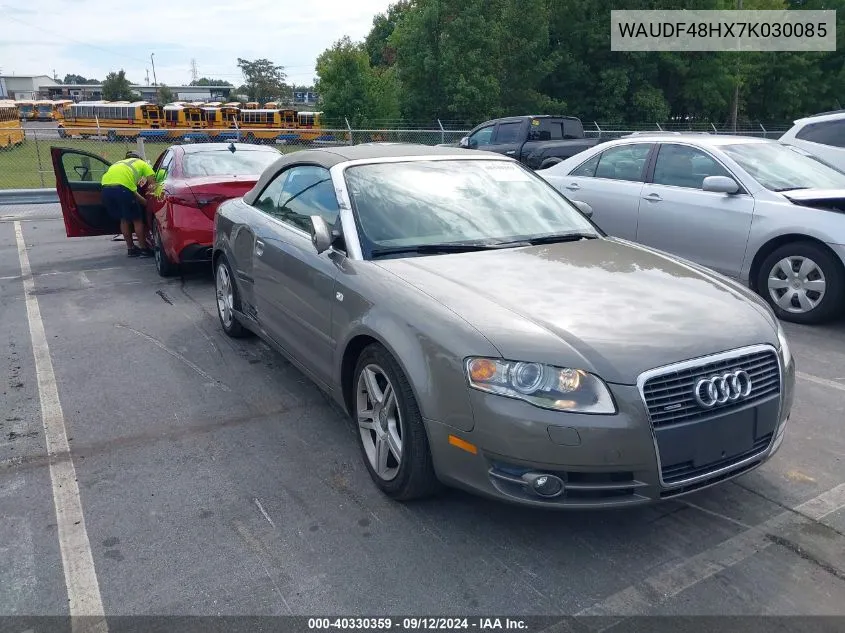 WAUDF48HX7K030085 2007 Audi A4 2.0T Cabriolet Quattro