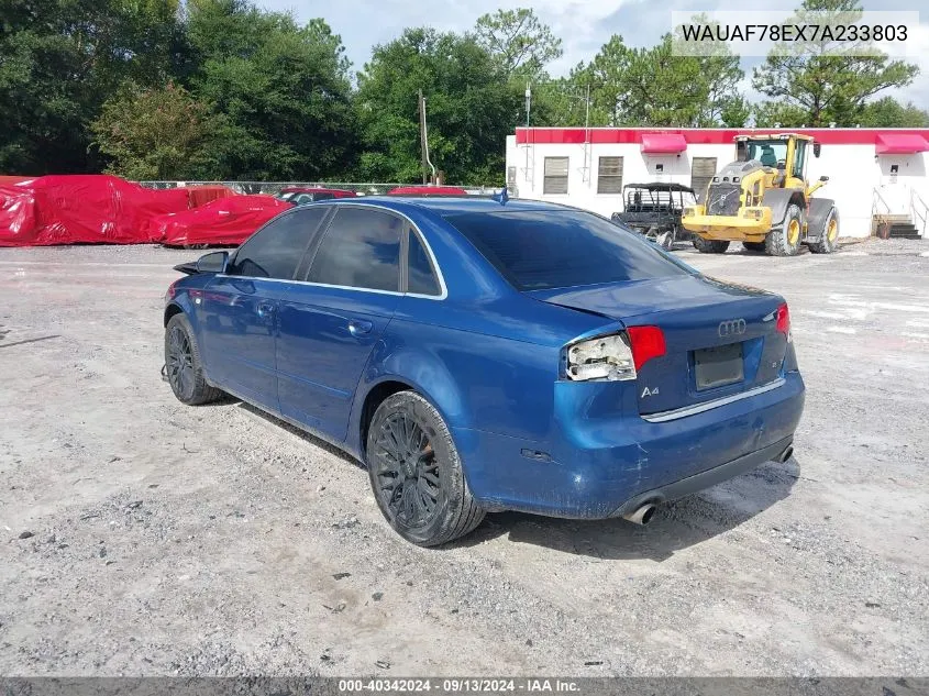 WAUAF78EX7A233803 2007 Audi A4 2/Turbo