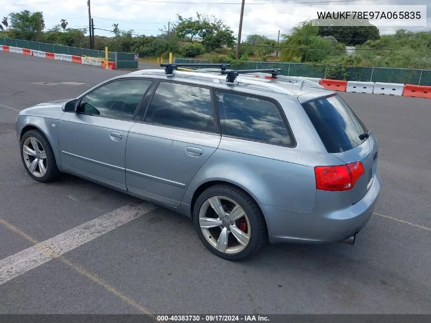 2007 Audi A4 2.0T Avant VIN: WAUKF78E97A065835 Lot: 40383730