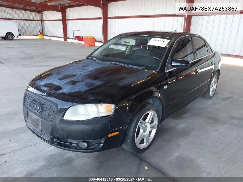 2007 Audi A4 2.0T VIN: WAUAF78EX7A263867 Lot: 40412316