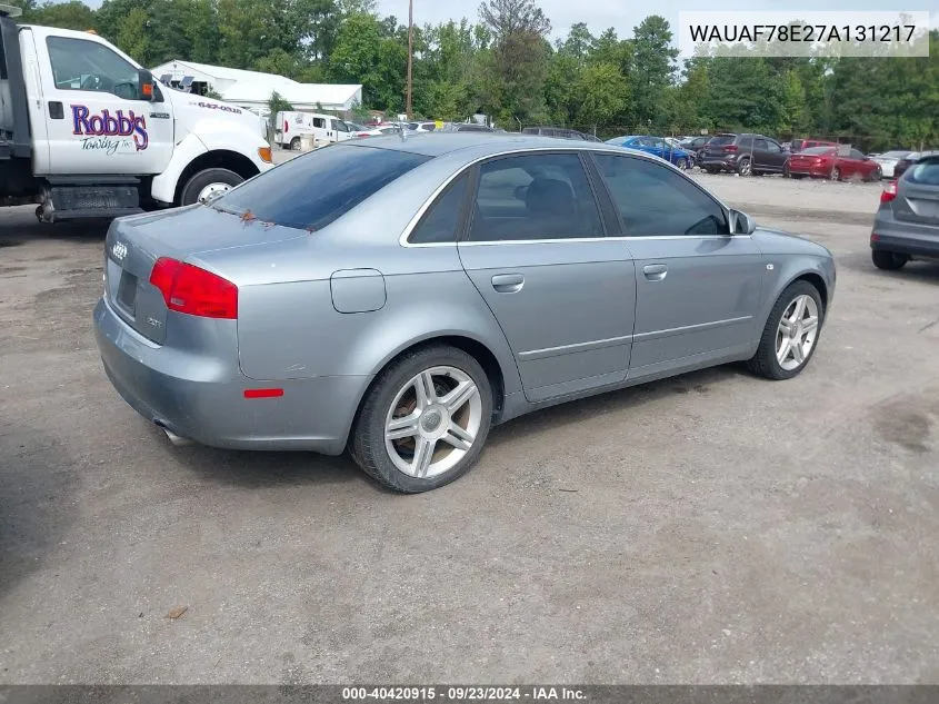 WAUAF78E27A131217 2007 Audi A4 2.0T