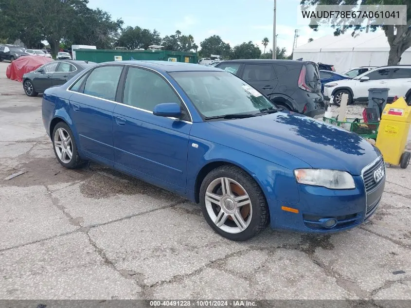 WAUDF78E67A061041 2007 Audi A4 2.0T