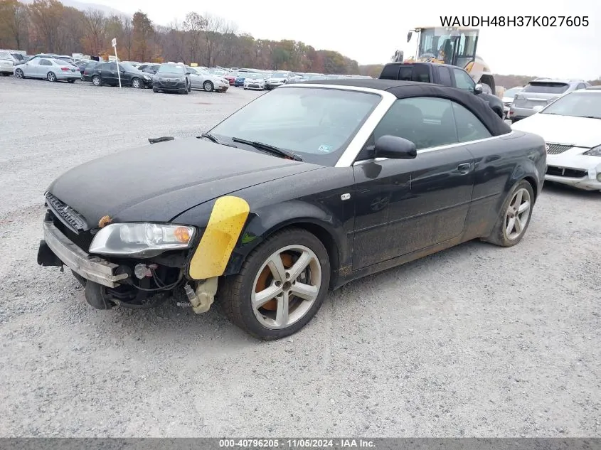 2007 Audi A4 3.2 VIN: WAUDH48H37K027605 Lot: 40796205