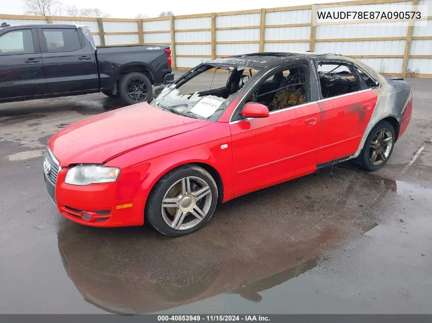 2007 Audi A4 2.0T VIN: WAUDF78E87A090573 Lot: 40853949